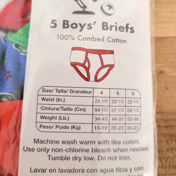 Boys Disney Pixar Briefs Underwear Size 4 NEW Pack Of 5 100% Cotton - Picture 4 of 4